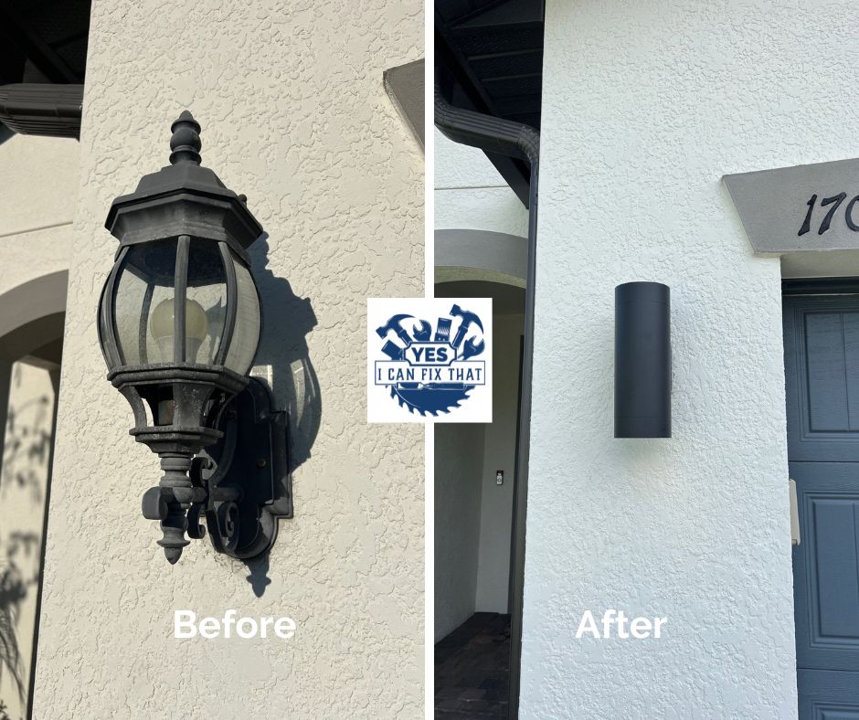 Before and after: Exterior light fixture replaced