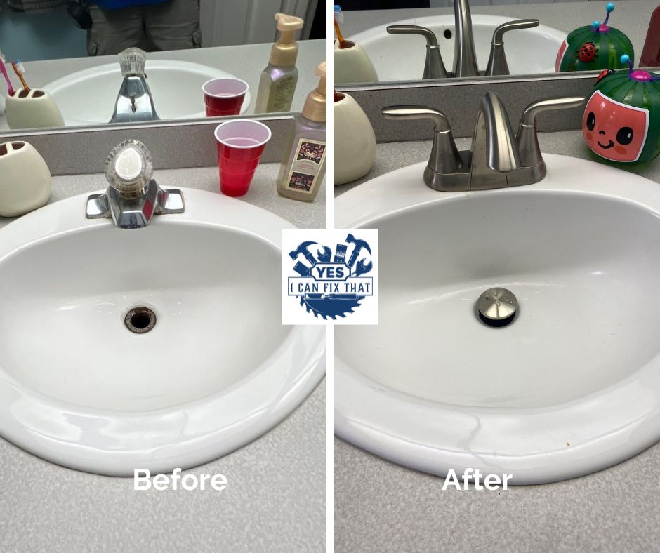 Before and after: Bathroom faucet and drain replaced