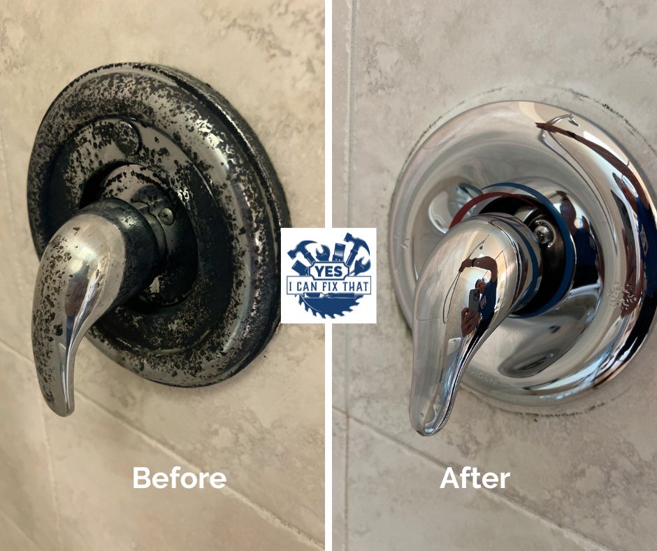 Before and after: Corroded shower valve trim replaced