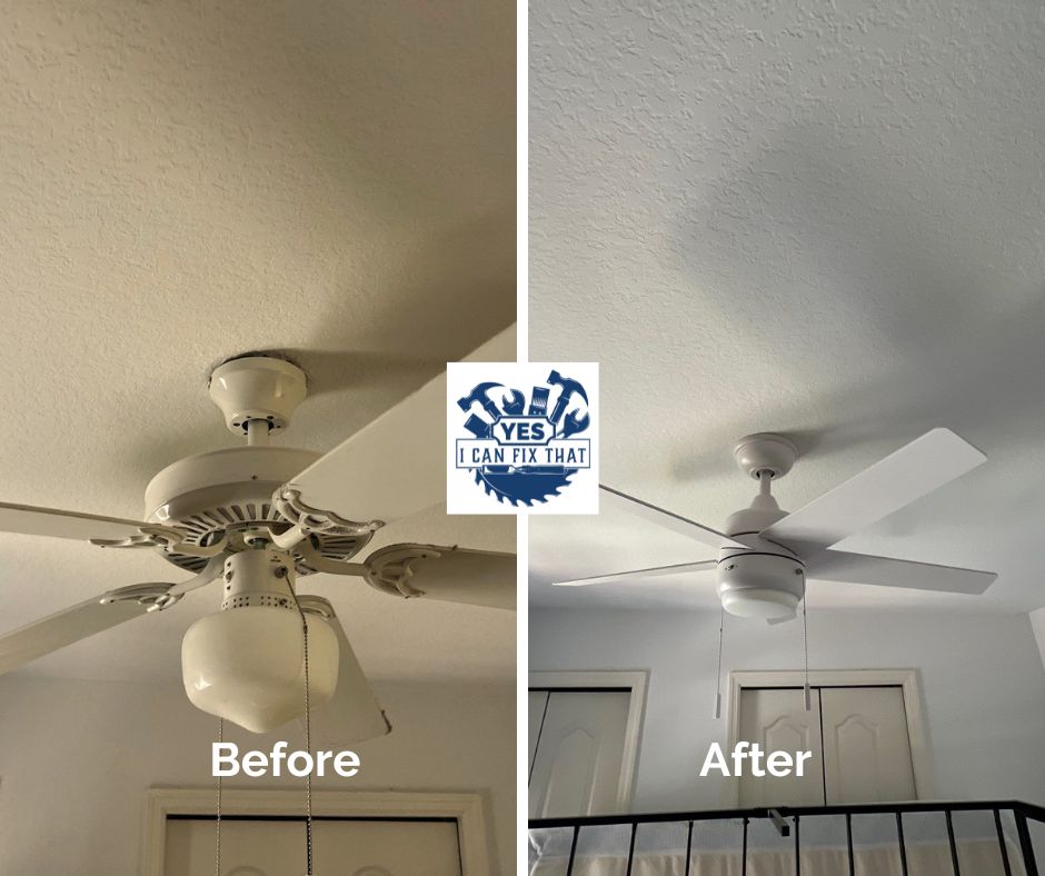 Before and after: Dated ceiling fan and light replaced