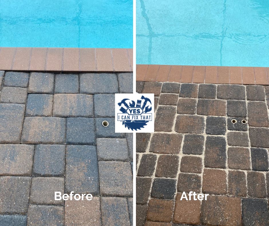 Before and after: Pool deck pavers repaired
