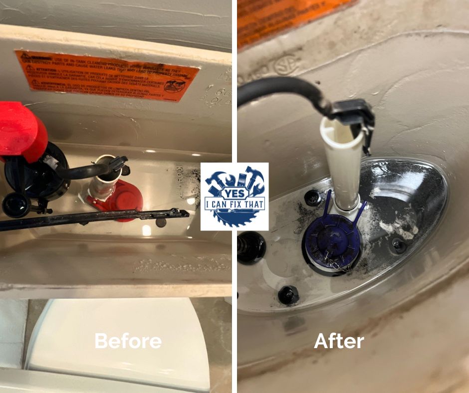 Before and after: Leaking toilet flush valve replaced